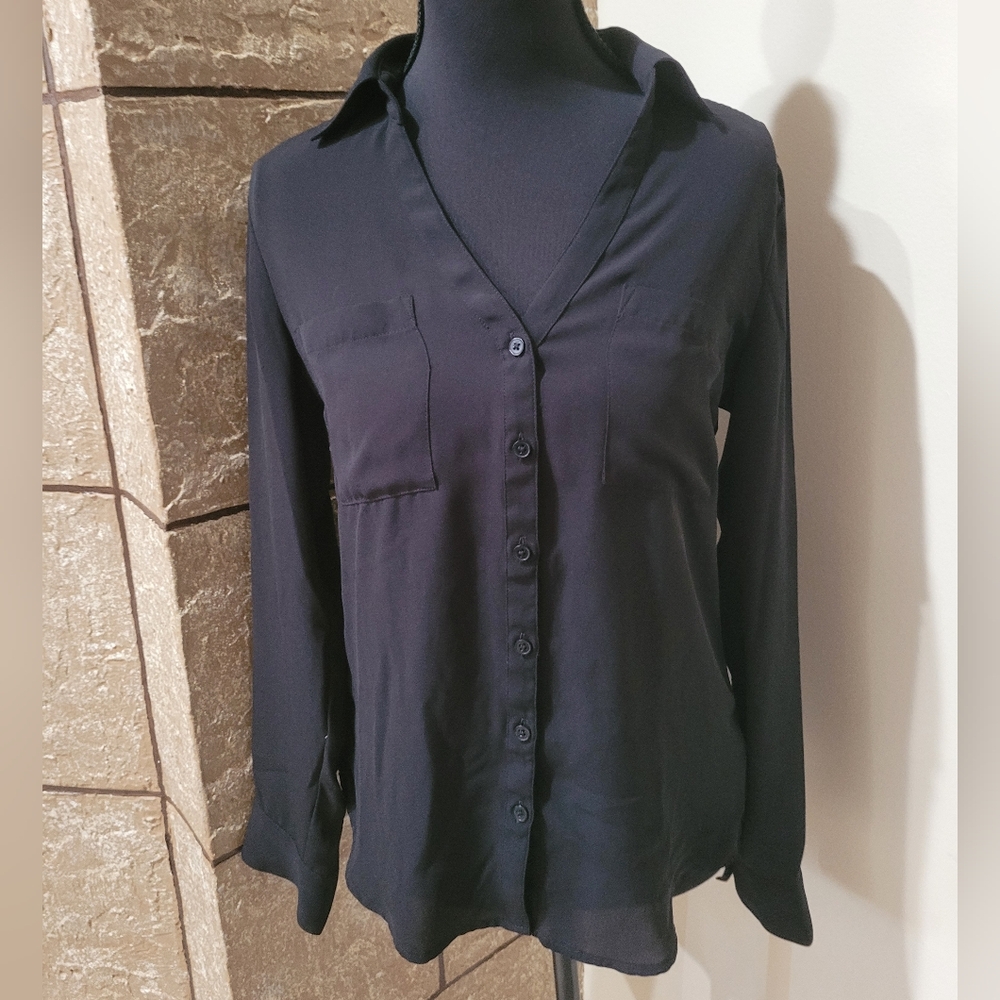Express Black Button-Down Shirt
